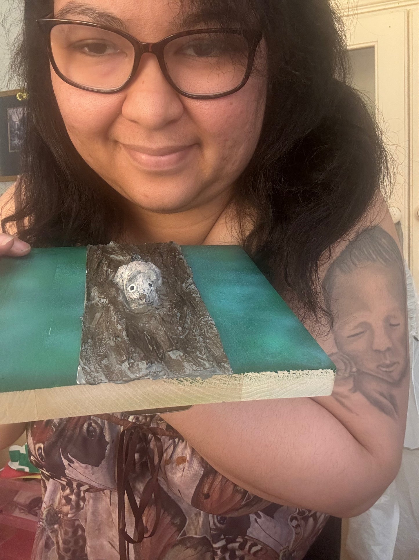 3D Squirrel Climbing Textured Tree | Original Painting