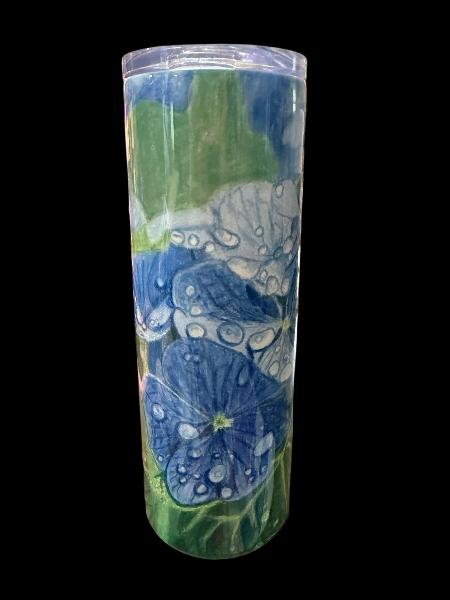 Blue Hydrangea Blooms Original Art Tumbler