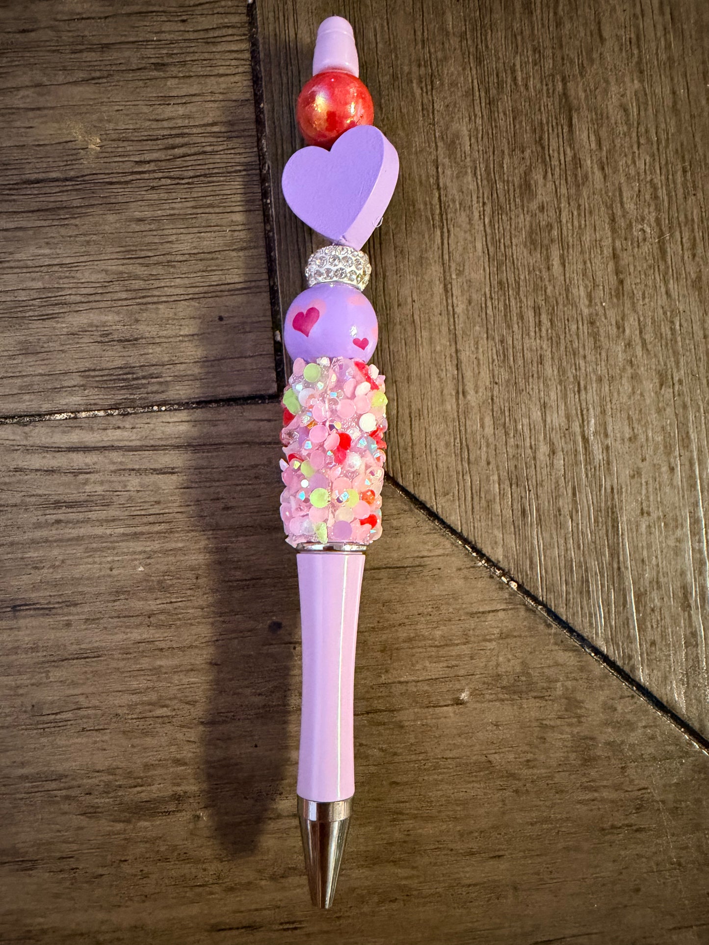 Purple Heart Beaded Pen