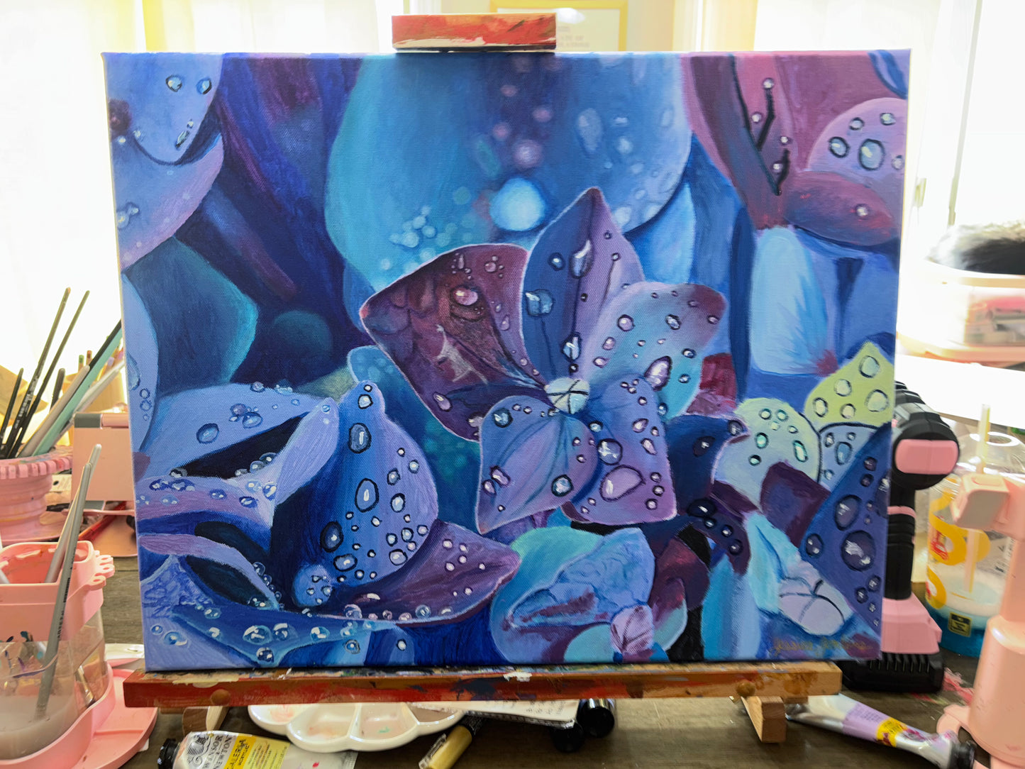 “Rainy Blooms” | Original Acrylic Painting