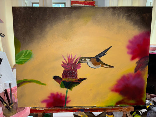 Hummingbird and Scarlet Beebalm