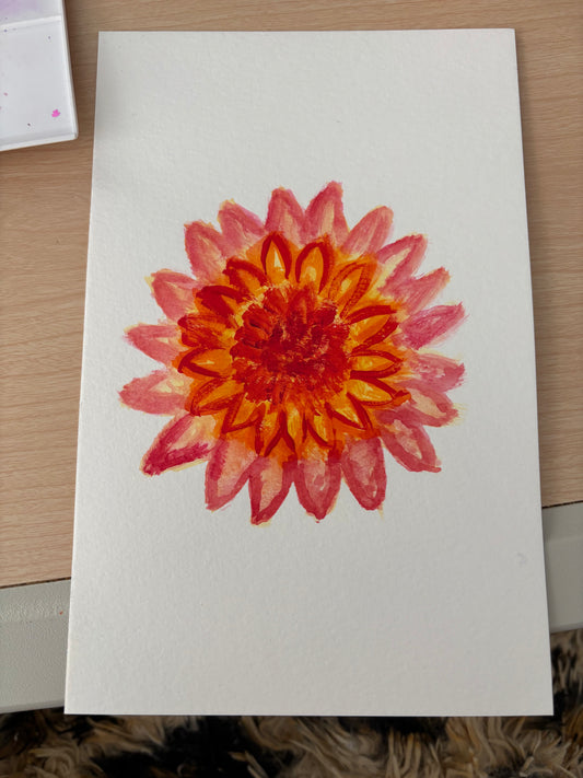 Orange Dahlia | Original Watercolor Painting
