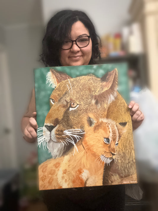 Lioness & Cub | Original Acrylic Painting