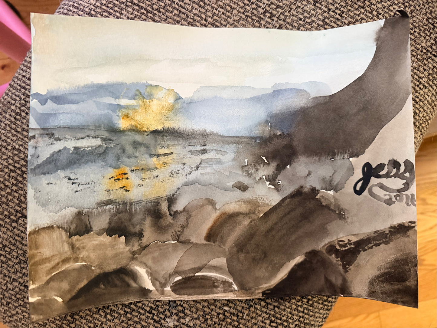 Rocky Waves | Original Watercolor Painting