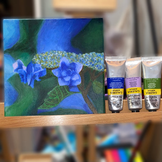 Blue Hydrangea Bush | Original Acrylic Painting