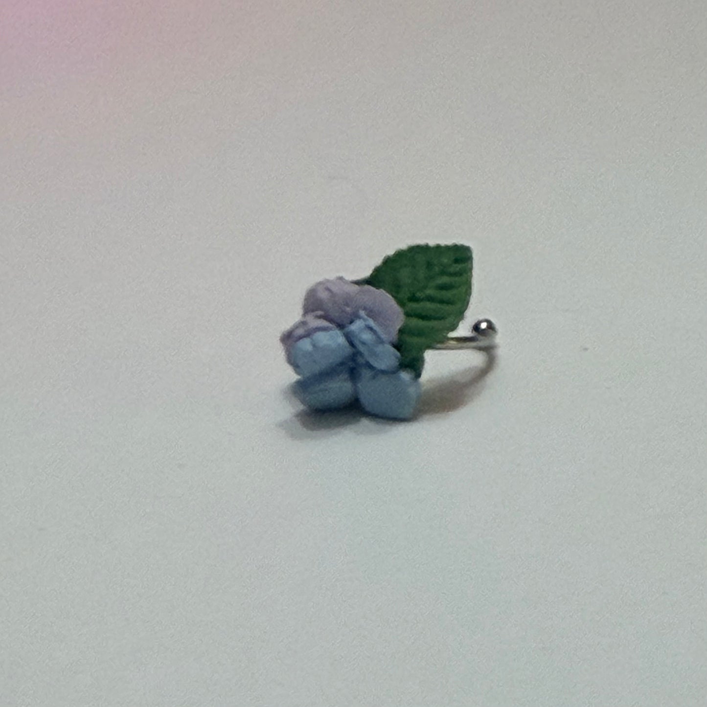 Hydrangea Polymer Clay Stainless Steel Ring