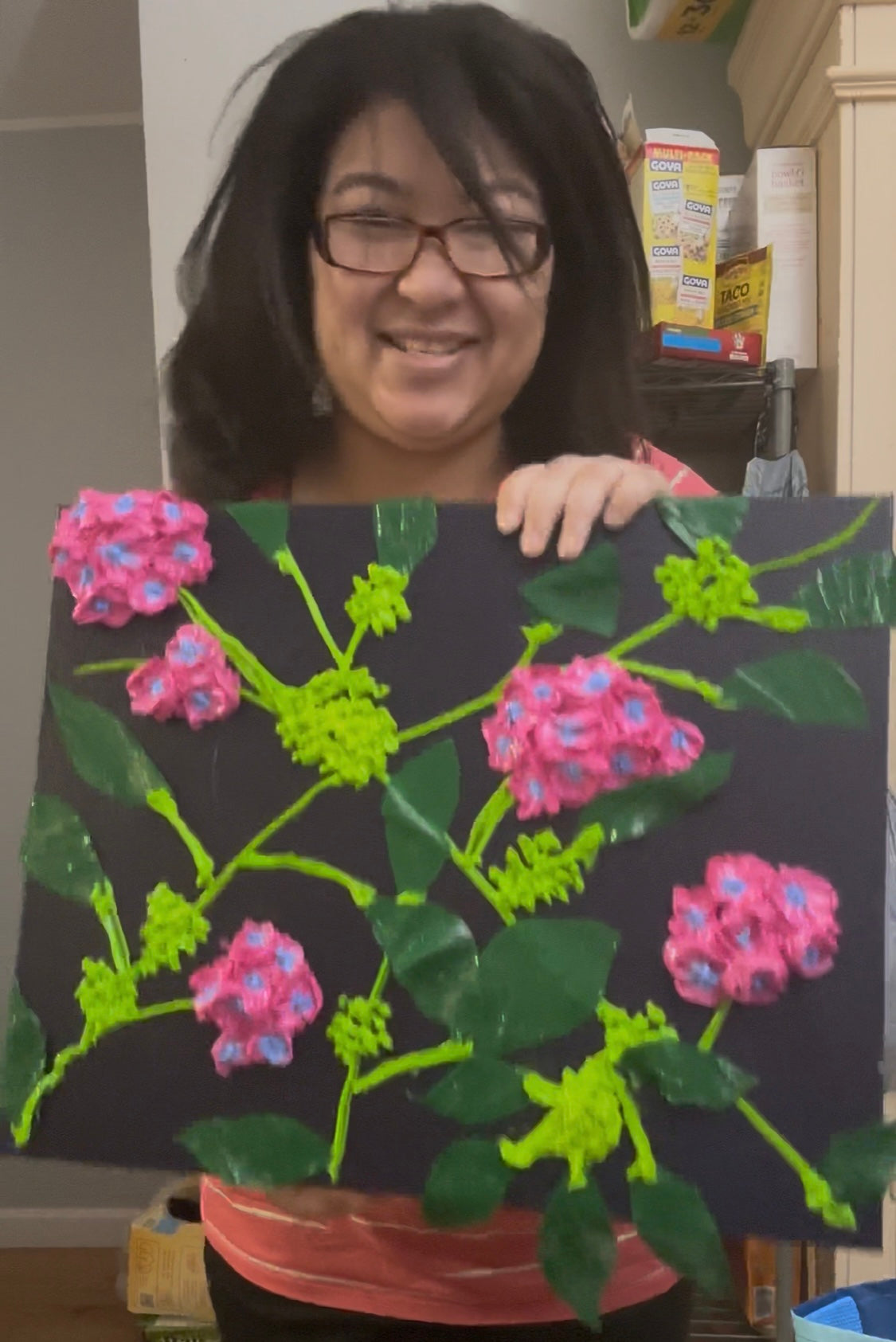 3D Textured Purple Hydrangeas | Original Acrylic Painting