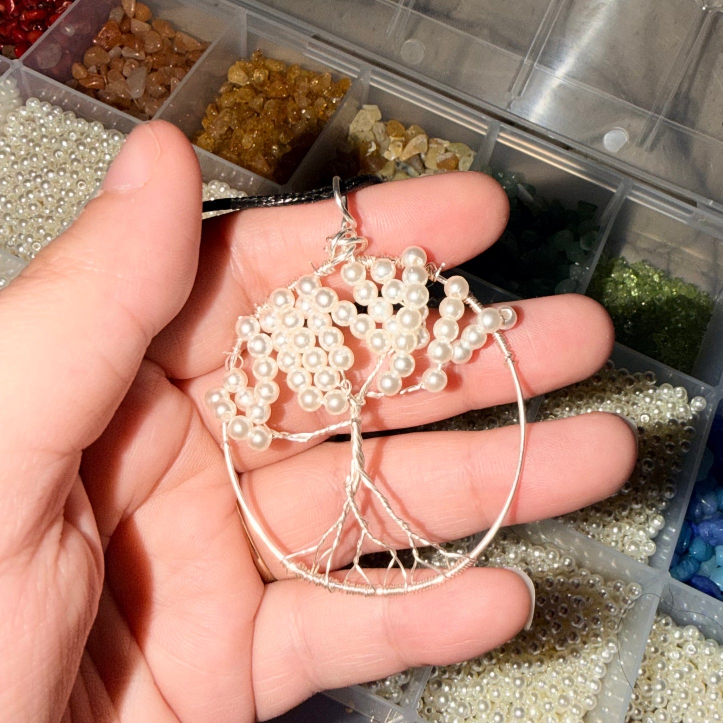 Pearl Wire Wrapped Tree of Life Pendant