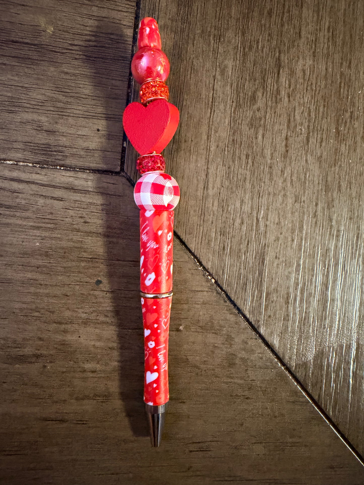 Red Heart Beaded Pen