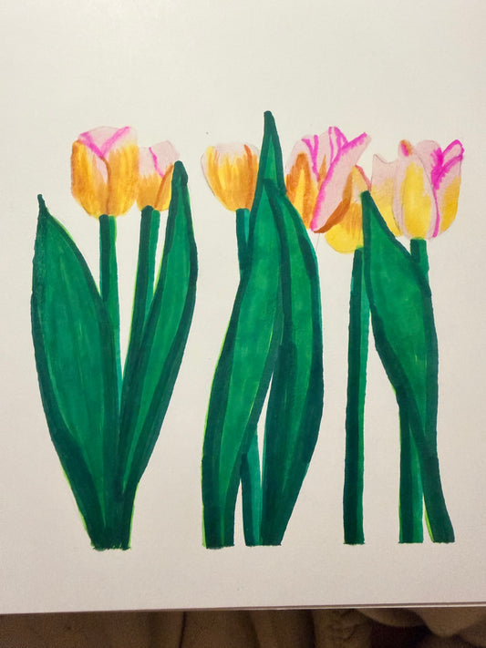 Tulips | Original Alcohol Marker Drawing