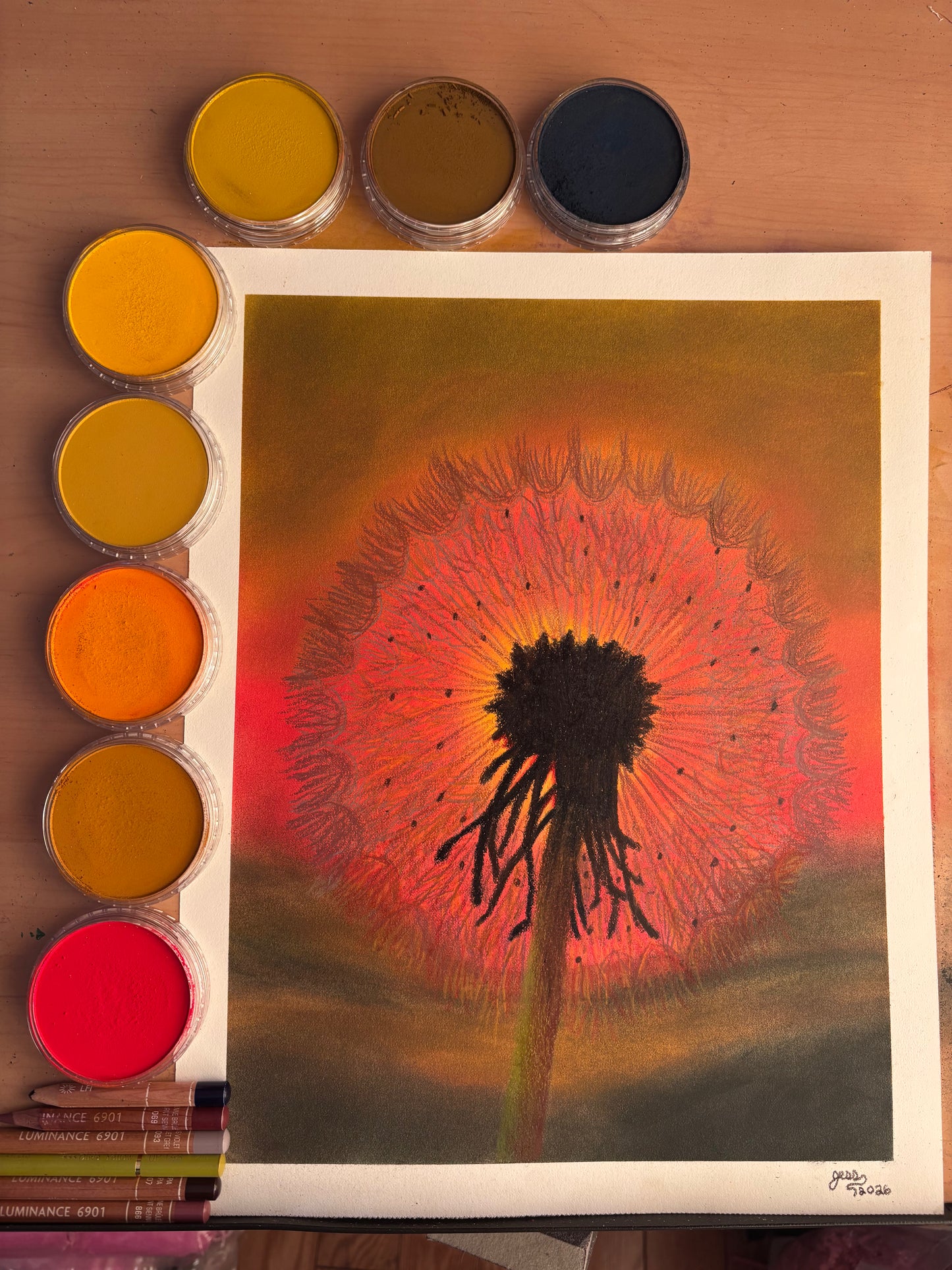 Dandelion & Sunset | Original Drawing