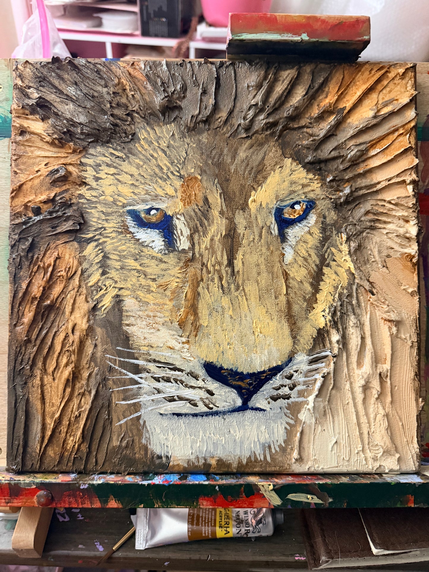 Textured Lion | Original Acrylic Painting