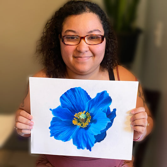 Blue Poppy | Original Colored Pencil Drawing