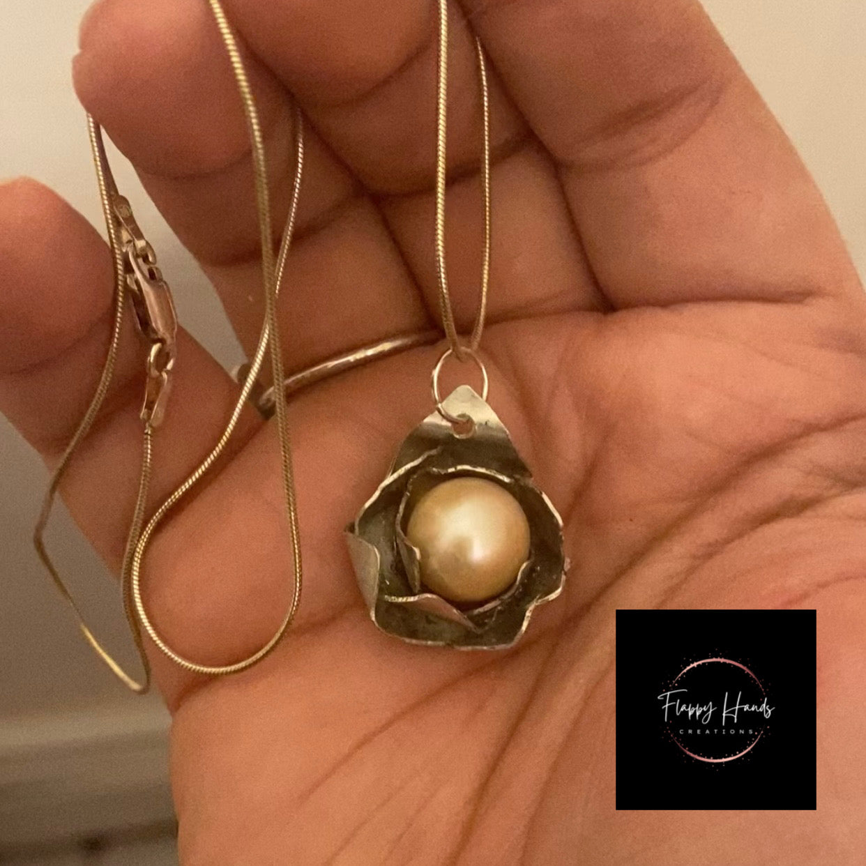 Sterling Silver Pearl Rose Pendant