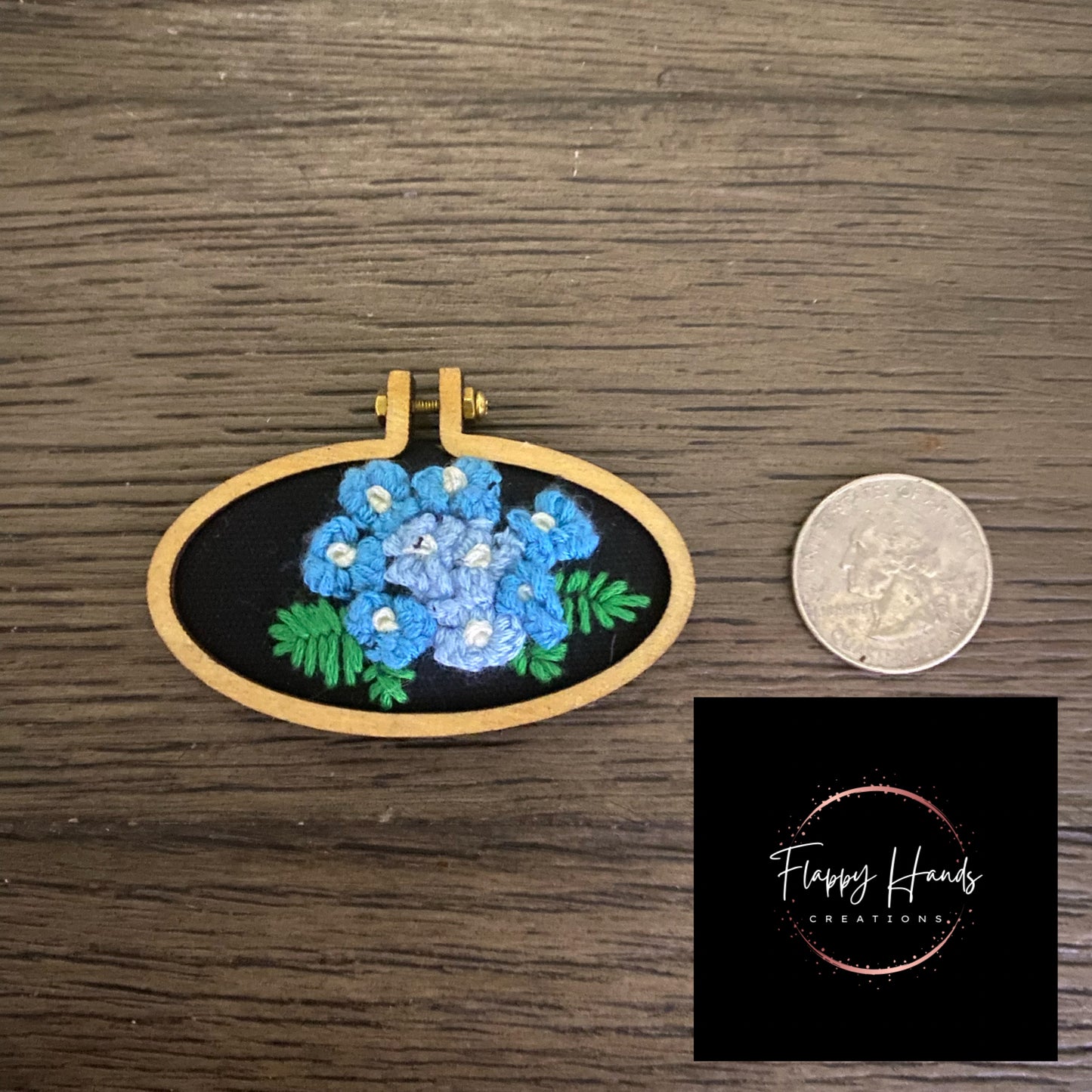 Mini Embroidered Blue Hydrangeas