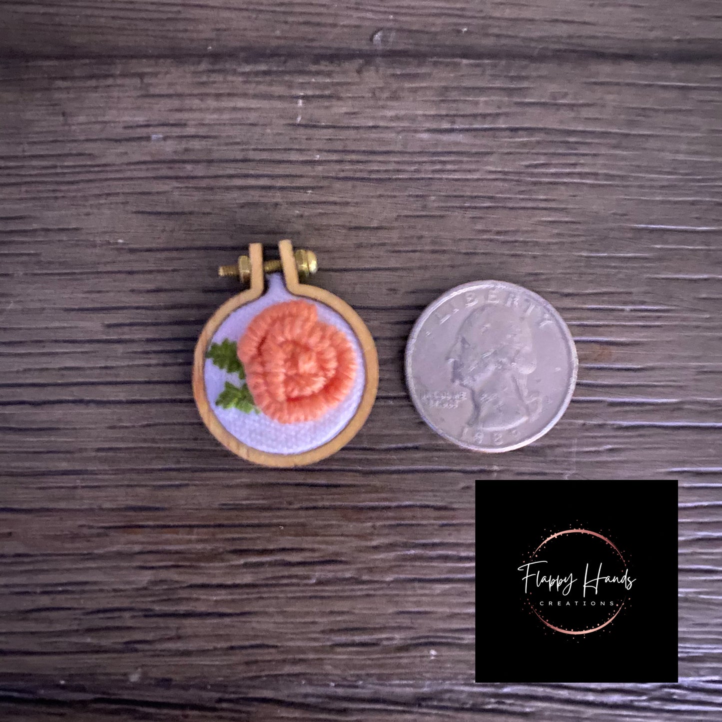 Mini Embroidered Peach Rose